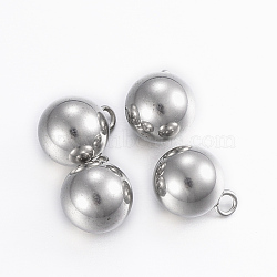 304 Stainless Steel Sphere Charms, Round Ball, Mixed Color, 11x8mm, Hole: 2mm(X-STAS-H394-12P)