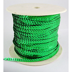 Plastic Paillette/Sequins Chain Rolls, AB Color, Green, 6mm(BS04Y)