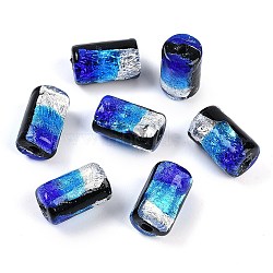 Handmade Silver Foil Glass Beads, Column, Colorful, 13~14x8~8.5mm, Hole: 1.4~1.8mm(LAMP-I027-03B)