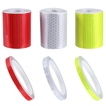 6 Rolls 6 Style Waterproof Safety Mark Reflective Tape Crystal Color Lattice Reflective Film, Car Styling Self Adhesive Warning Tape, Mixed Color, 1~5cm, 1 roll/style