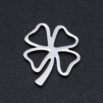 201 Stainless Steel Filigree Joiners Links, Clovers, Stainless Steel Color, 15x12.5x1mm