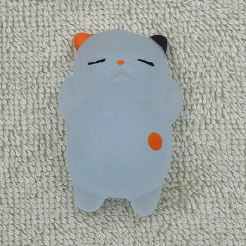 Luminous TPR Stress Toy, Funny Fidget Sensory Toy, for Stress Anxiety Relief, Glow in The Dark Cat, Sky Blue, 50mm