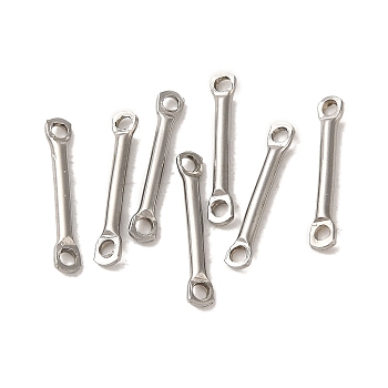 304 Stainless Steel Links, Bar Connector Charms, Stainless Steel Color, 15x2.5x1.5mm, Hole: 1.4mm