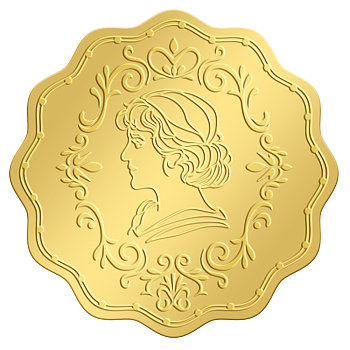Self Adhesive Gold Foil Embossed Stickers, Medal Decoration Sticker, Women Pattern, 5x5cm