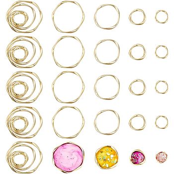 CHGCRAFT 32Pcs 4 Style Alloy Linking Rings, Long-Lasting Plated, Twisted Round Ring, Light Gold, 17~40x16~43x2~2.7mm, Inner Diameter: 12.8~36x12~36.5mm, 8pcs/style