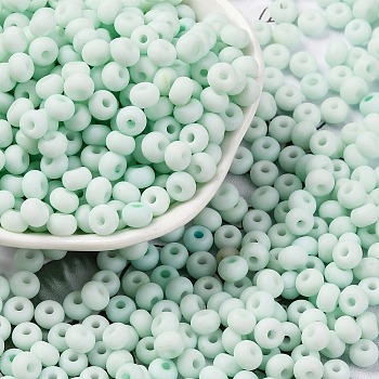 Baking Paint Glass Seed Beads, Round Hole, Rondelle, Grade A, Honeydew, 5.5x3.5mm, Hole: 1.6mm, about 2500pcs/pound