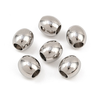 Tarnish Resistant 304 Stainless Steel European Beads, Barrel, Large Hole Beads, 10x10mm, Hole: 5mm