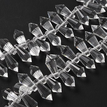 Transparent Glass Beads Strands, Bullet, Clear, 20x8mm, Hole: 1.2mm, about 100pcs/strand, 19.49''(49.5cm)