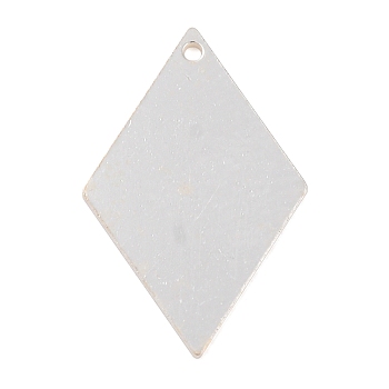 925 Sterling Silver Blank Pendants, Rhombus Charms, Silver, 17.5x11.5x0.5mm, Hole: 0.9mm