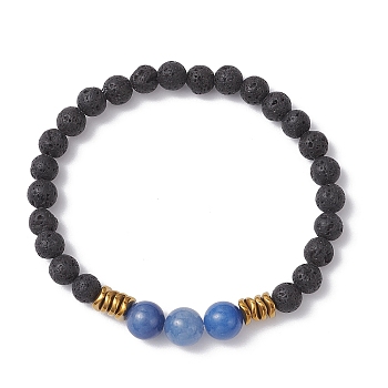 Natural & Synthetic Gemstone Round Beaded Stretch Bracelets for Men Women, Inner Diameter: 2-3/8 inch(6cm)