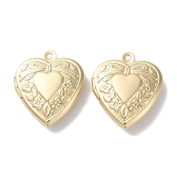 Rack Plating Brass Locket Pendants, Long-Lasting Plated, Lead Free & Cadmium Free, Heart, Light Gold, 22.5x19.5x5.5mm, Hole: 1.6mm, Inner Diameter: 11x13.5mm