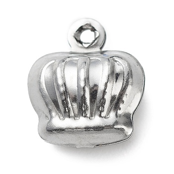 304 Stainless Steel Pendants, Crown Charms, Stainless Steel Color, 11x9.5x5.5mm, Hole: 1mm