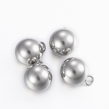 304 Stainless Steel Sphere Charms, Round Ball, Mixed Color, 11x8mm, Hole: 2mm