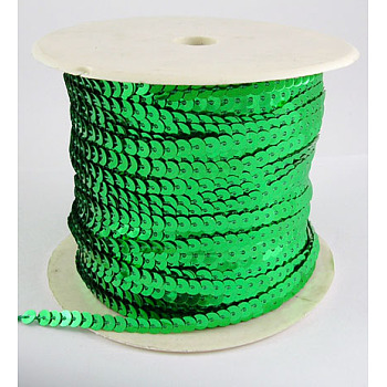 Plastic Paillette/Sequins Chain Rolls, AB Color, Green, 6mm