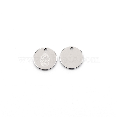 Stainless Steel Color Flat Round 304 Stainless Steel Charms