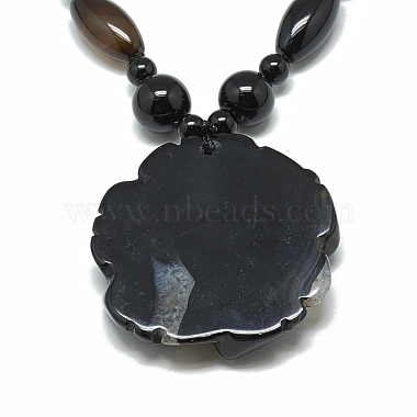 Окрашенные натуральные черные агатовые подвесные ожерелья(NJEW-T006-06)-3