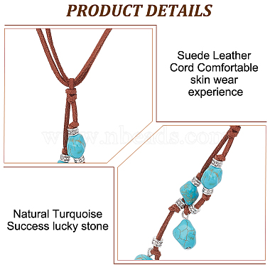 3Pcs 3 Style Ethnic Style Natural Turquoise Chips & Alloy Lariat Necklaces for Women(NJEW-AN0001-58)-3