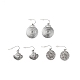 3 Pairs 3 Style Flat Round & Shell Alloy Dangle Earrings with Iron Pins(EJEW-P200-07AS)-1