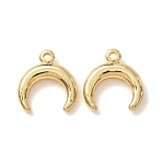 Brass Charms, Double Horn/Crescent Moon Charms, Rack Plating, Long-Lasting Plated, Cadmium Free & Lead Free, Real 18K Gold Plated, 11.5x11x2.5mm, Hole: 1.2mm(KK-CBA90BB-03G)