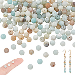 2 Strands Natural Flower Amazonite Beads Strands, Round, Frosted, 4mm, Hole: 1mm, about 90pcs/strand, 15.75 inch(40cm)(G-NB0006-06)
