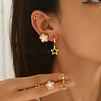 3 Pairs Stainless Steel Flower & Hollow Star Earring Sets, Golden, 30x10~15mm(BQ9820)