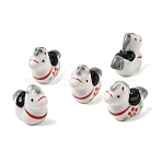 Handmade Porcelain Beads, Horse, Bright Glazed Porcelain, White, 19.5x23.5~24.5x11.5mm, Hole: 2.5mm(PORC-G015-02B)