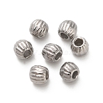 304 Stainless Steel Beads, Drum, Stainless Steel Color, 3x2.5mm, Hole: 0.8mm(STAS-D204-11P)