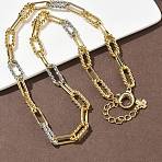Two Tone Brass Twisted Rectangle Link Chain Necklaces, Long-Lasting Plated, Rack Plating, Lead Free & Cadmium Free, Real 18K Gold Plated, 19.06 inch(48.4cm)(KK-C251-31GP)