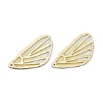 Fashion DIY Earrings Jewelry Accessories, Imitation Metal Cloth Pendants, Wing, Light Khaki, 30x18x0.6mm, Hole: 0.8mm(X-FIND-R083-07D)