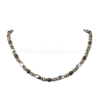 Round Natural Obsidian & Twist Synthetic Non-Magnetic Hematite Beaded Necklaces, Golden, 21.06~21.46 inch(53.5~54.5cm)(NJEW-JN05728-02)