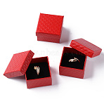 Square Cardboard Ring Boxes, with Sponge Inside, Red, 2x2x1-3/8 inch(5x5x3.5cm)(X1-CBOX-S020-01)