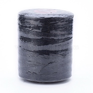 Waxed Polyester Cord for Jewelry Making, Flat, Black, 0.7mm, about 743.65 yards(680m)/roll(YC-F002-114)