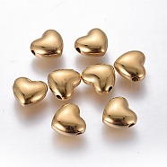 Ion Plating(IP) 304 Stainless Steel Beads, Heart, Golden, 9x10x4.5mm, Hole: 1.5mm(STAS-F225-11-G)