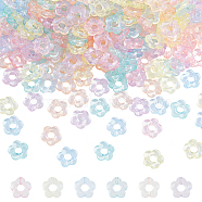 Transparent Acrylic Beads, Glitter Powder, Flower, Mixed Color, 14x14.5x4mm, Hole: 1.5mm, 300pcs/box(TACR-AR0001-10)