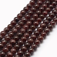 Natural Garnet Bead Strands, Round, 4.5~5mm, Hole: 1mm, about 89pcs/strand, 15.5 inch(X-G-P217-33-4mm)
