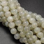 Round Natural White Moonstone Bead Strands, Grade A, 10mm, Hole: 1mm, about 39pcs/strand, 15.74 inch(G-L425-22-10mm)