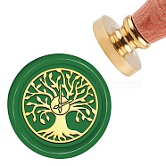 Brass Wax Seal Stamp with Handle, for DIY Scrapbooking, Tree Pattern, 3.5x1.18 inch(8.9x3cm)(AJEW-WH0184-0115)