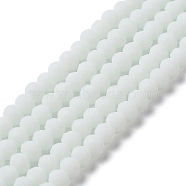 Glass Beads Strands, Faceted, Frosted, Rondelle, White, 4mm, Hole: 1mm, about 123~127pcs/strand, 16.5~16.9 inch(42~43cm)(EGLA-A034-P4mm-MD01)