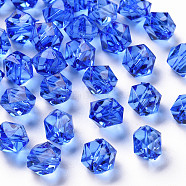 Transparent Acrylic Beads, Faceted, Polygon, Blue, 8x10x9mm, Hole: 1.6mm, about 1300pcs/500g(TACR-S154-15B-86)