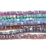 Baking Painted Glass Beads Strands, Imitation Jaed, AB Color, Faceted, Cube, Mixed Color, 2.5x2.5x2.5mm, Hole: 0.8mm, about 191~193pcs/strand, 18.11~18.50 inch(46~47cm)(DGLA-F002-05)