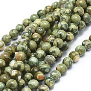 Natural Rhyolite Jasper Beads Strands, Round, Grade A, 8mm, Hole: 0.7mm, about 49pcs/strand, 15.75 inch(40cm)(X-G-F674-03A-8mm)