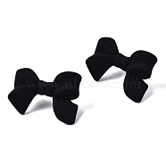 Spray Painted CCB Plastic Bowknot Stud Earring Findings, Black, 24x33mm, Hole: 1.2mm, Pin: 0.7mm(CCB-Q091-07C)