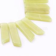 Natural Lemon Jade Beads Strands, Nuggets, 35~40x11~12x5mm, Hole: 1mm, about 35pcs/strand, 15.7 inch(40cm)(G-G683-11)