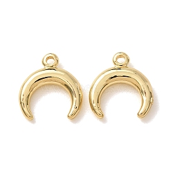 Brass Charms, Double Horn/Crescent Moon Charms, Rack Plating, Long-Lasting Plated, Cadmium Free & Lead Free, Real 18K Gold Plated, 11.5x11x2.5mm, Hole: 1.2mm(KK-CBA90BB-03G)