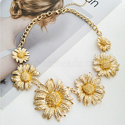 Alloy Bib Necklaces for Women, Daisy, Golden, 18.90~22.05 inch(48~56cm)(FS-WGC5177-01)