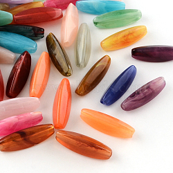 Rice Imitation Gemstone Acrylic Beads, Elongated Oval Beads, Mixed Color, 28x9x9mm, Hole: 2mm, about 400pcs/500g(OACR-R035-M)