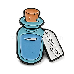 Enamel Pins, Electrophoresis Black Plated Alloy Brooch, Word Drink Me, Poison, Bottle, 30.5x25.5x1.5mm(JEWB-I028-01C)