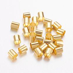 Brass Crimp Beads, Tube, Cadmium Free & Nickel Free & Lead Free, Golden, 3x3mm, Hole: 2.5mm(KK-L017-G)