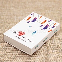 Kraft Paper Boxes and Necklace Jewelry Display Cards, Packaging Boxes, with Feather Pattern, White, Folded Box Size: 7.3x5.4x1.2cm, Display Card: 7x5x0.05cm(CON-L016-A01)