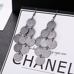 Fashionable Alloy Tassel Earrings, Disc Dangle Earrings for Women, Gunmetal(LE0985-8)